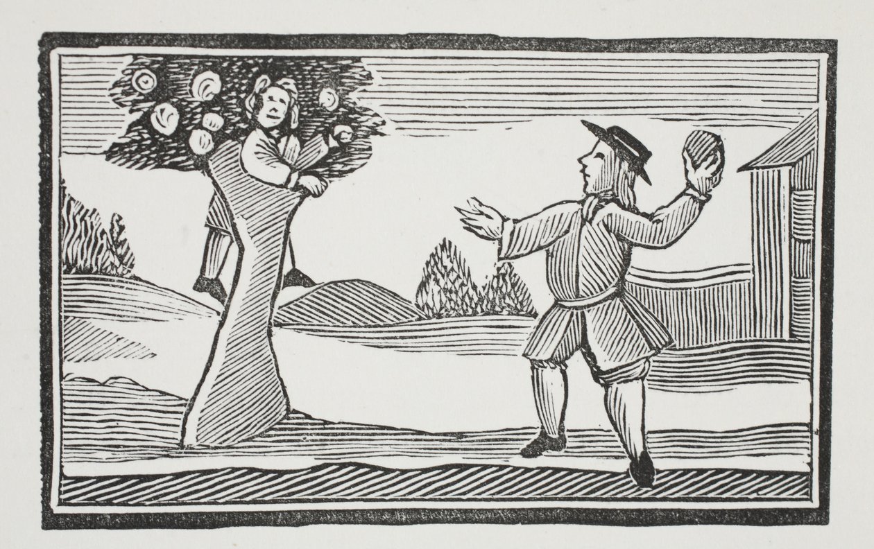 W głąb drzewa spieszy się, ilustracja z książki rozdziałów XVIII wieku autorstwa Johna Ashtona, wyd. 1882 autorstwa English School