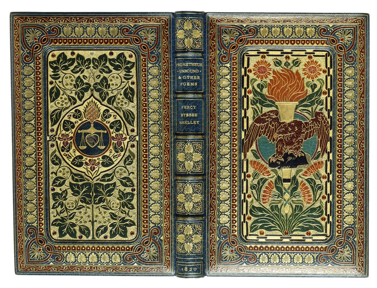 Okładka górna i dolna, z orłem, pochodnią, sercem, łuskami i motywami kwiatowymi, 1820 autorstwa English School