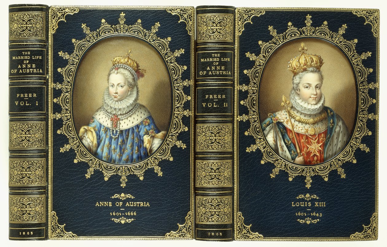 Komplet okładki górnej, z dwoma owalnymi portretami Anny Austriaczki i Ludwika XIII, 1865 autorstwa English School
