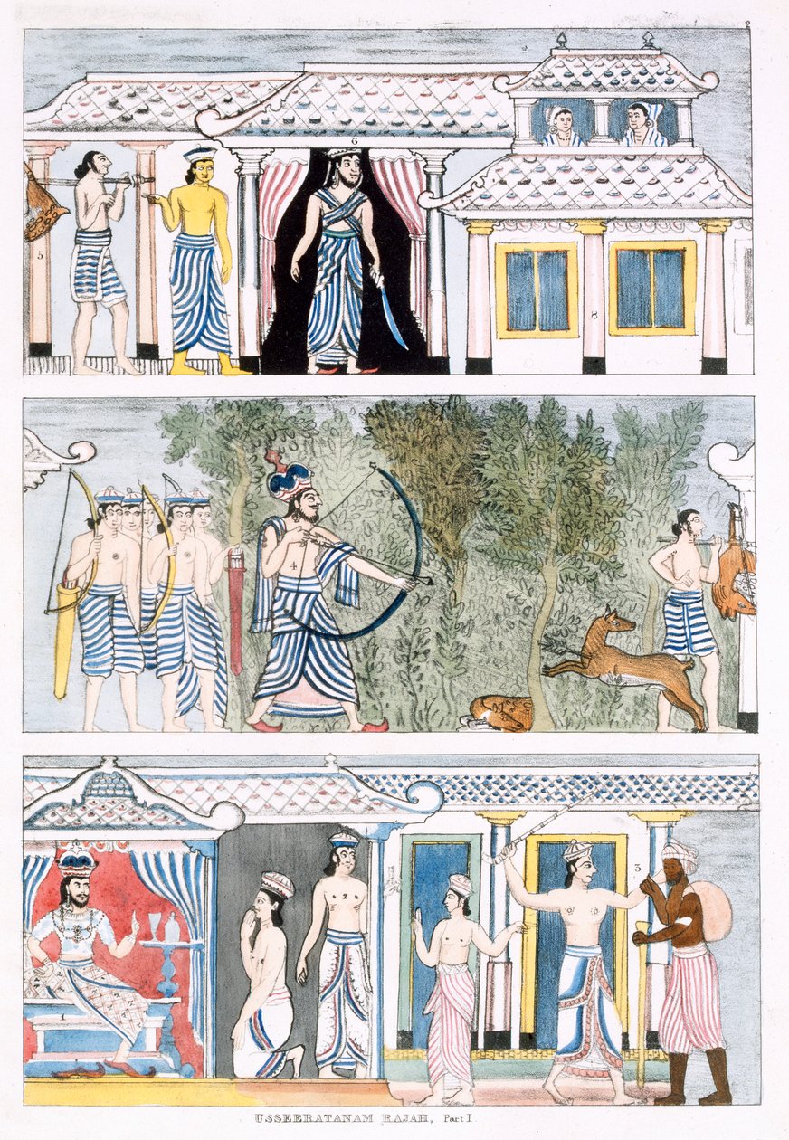 Usseeratanam Rajah, część I, z Historii i doktryny buddyzmu Edwarda Uphama, 1829 (patrz także 414248) autorstwa English School