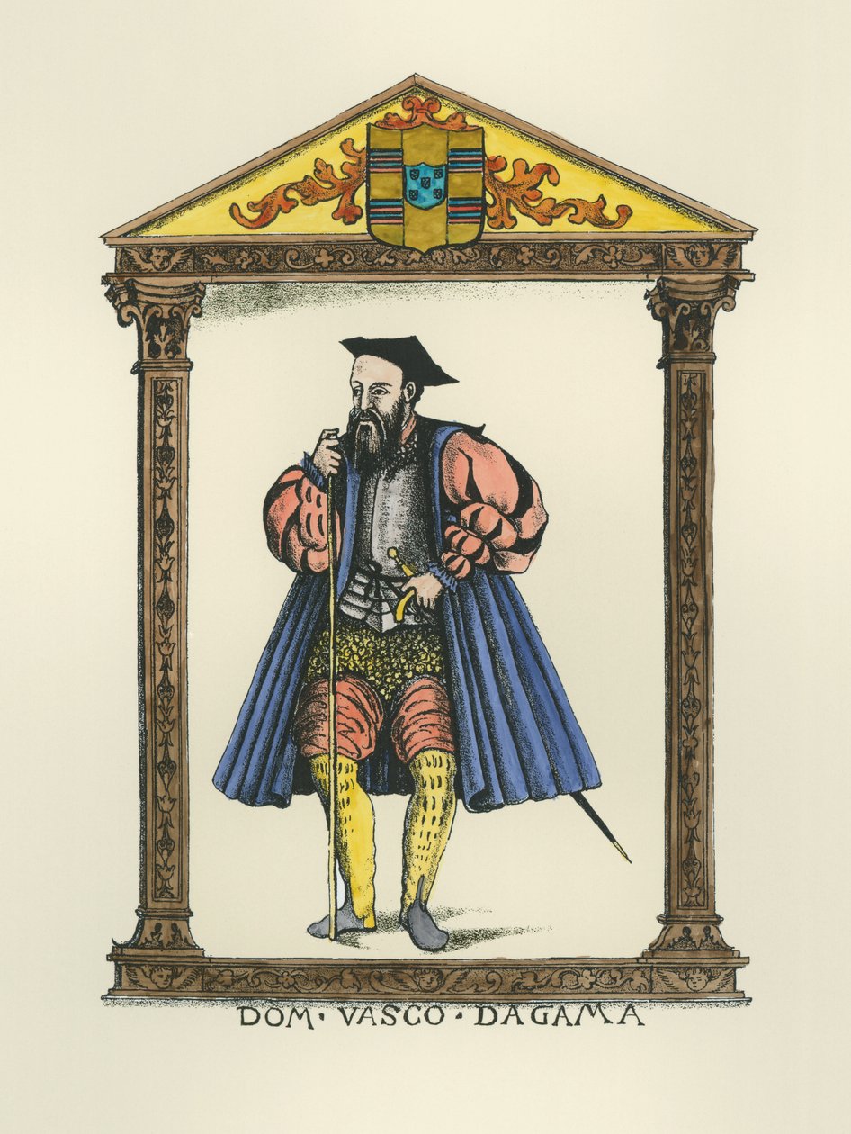Vasco da Gama (ok.1469-1525) (grafika) (późniejsze zabarwienie) autorstwa English School