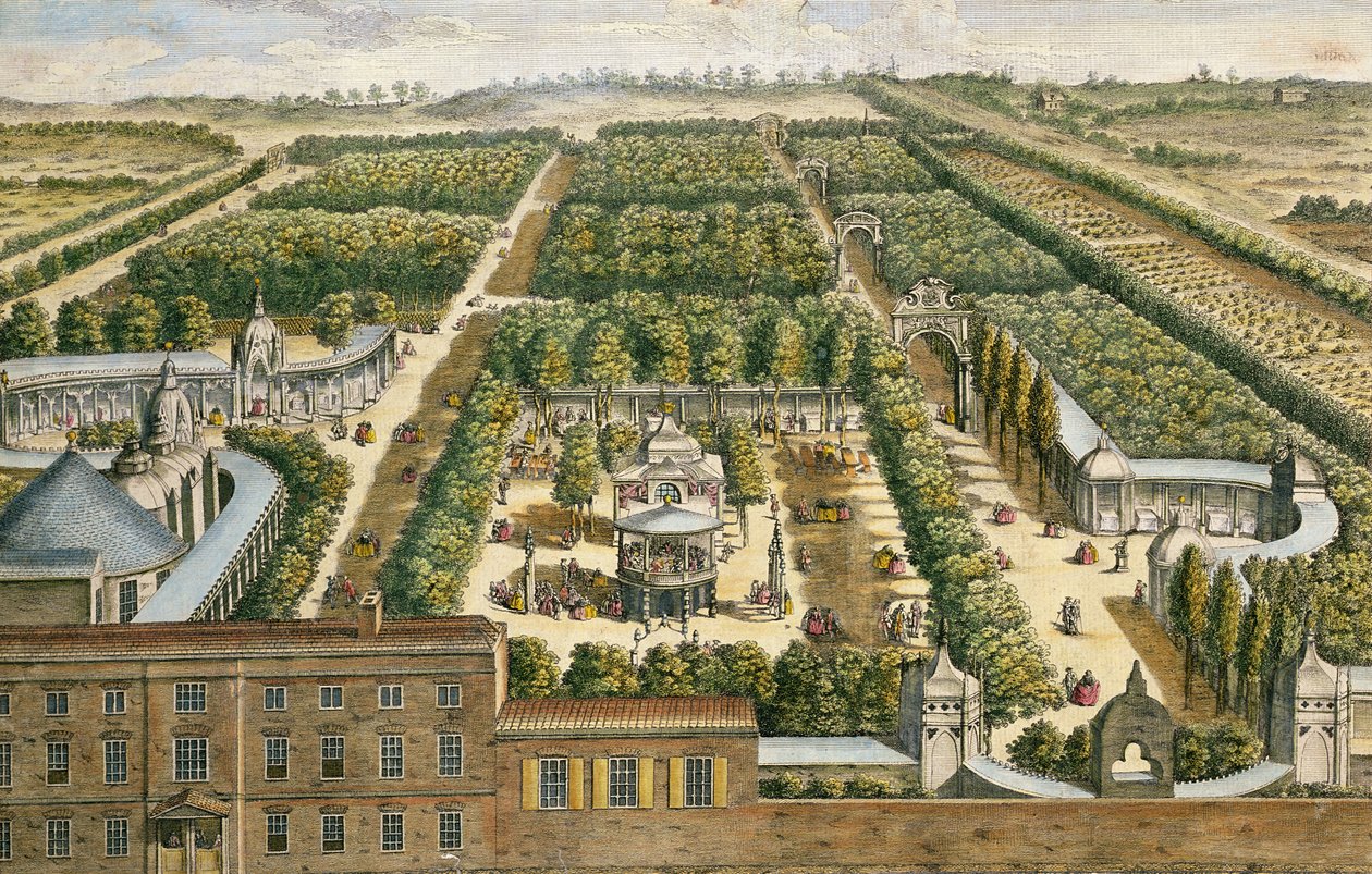 Ogrody Vauxhall, Lambeth, 1751 autorstwa English School