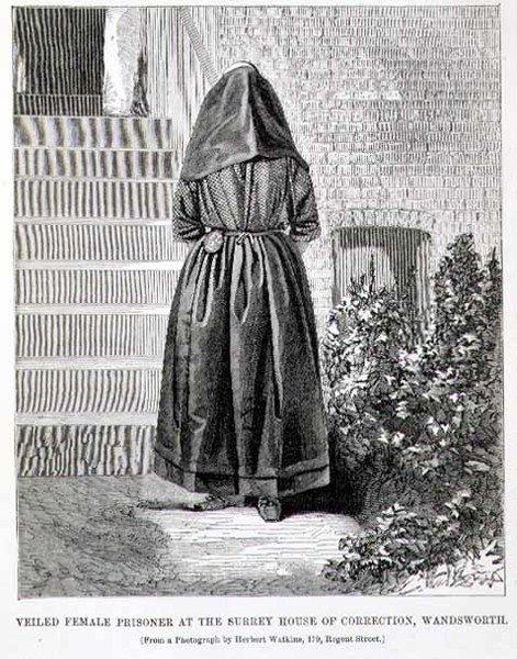 Zawoalowana więźniarka w Surrey House of Correction, Wandsworth, z „The Criminal Prisons of London and Scenes of Prison Life” Henry