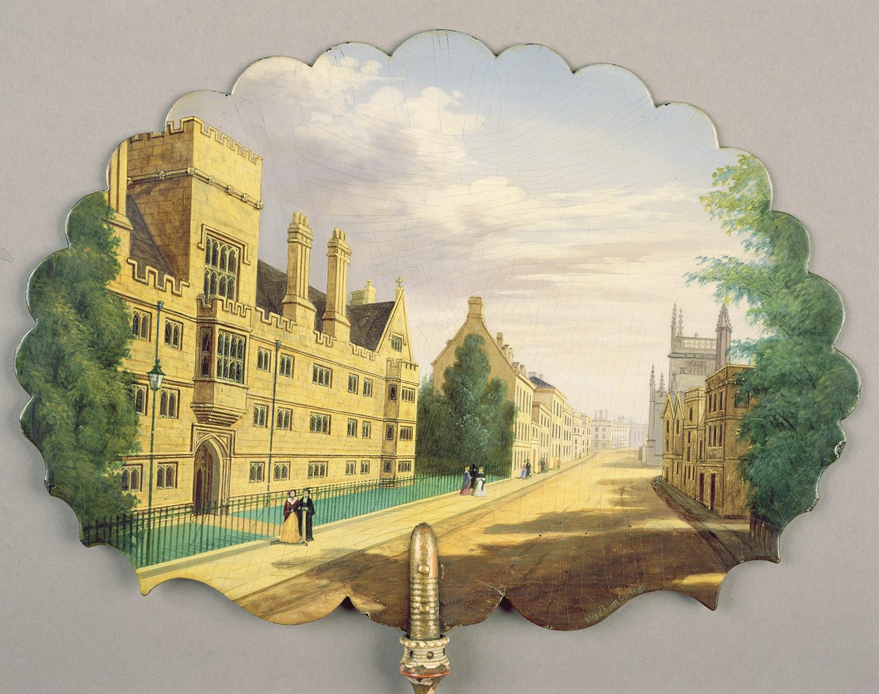 Ekran wiktoriański, ze sceną Wadham College, Oxford z Biblioteką Bodleian i Hertford College w tle (papier mache) autorstwa English School
