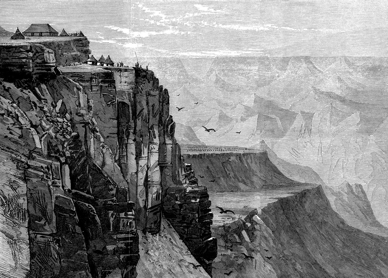 Widok z punktu w pobliżu Kings House, z brytyjskiej wyprawy do Abisynii, 1868 autorstwa English School