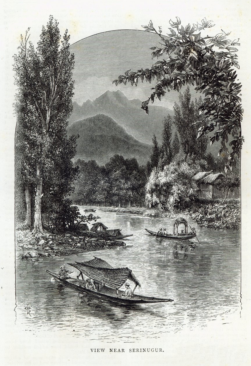 Widok w pobliżu Serinugur, z "Godziny wypoczynku", 1888 r. autorstwa English School