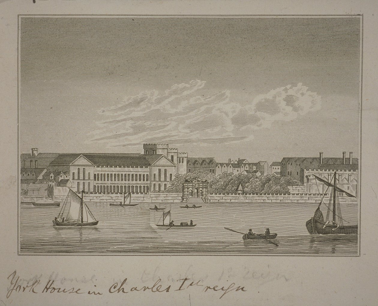 Zobacz północ przez Tamizę, patrząc w kierunku York House i York Buildings autorstwa English School