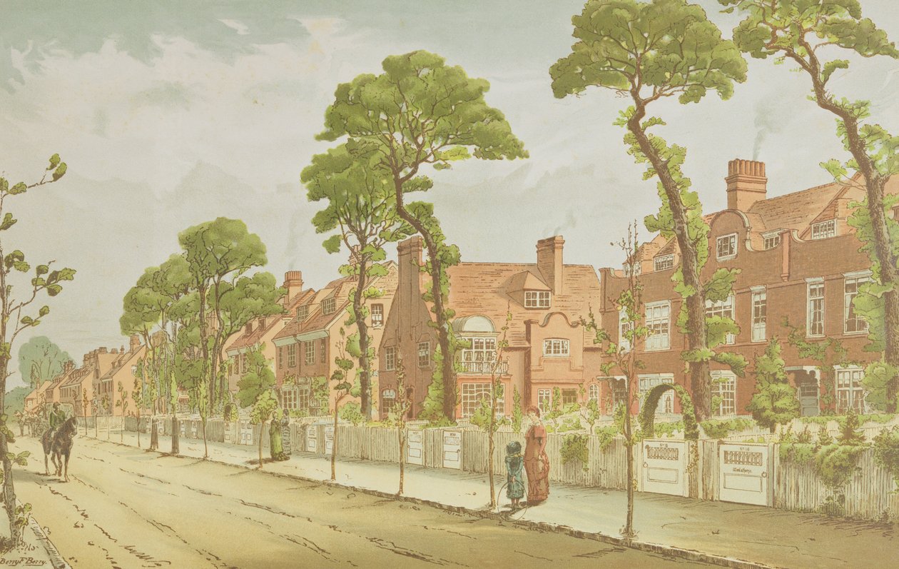 Widok na Bedford Park, 1882 autorstwa English School