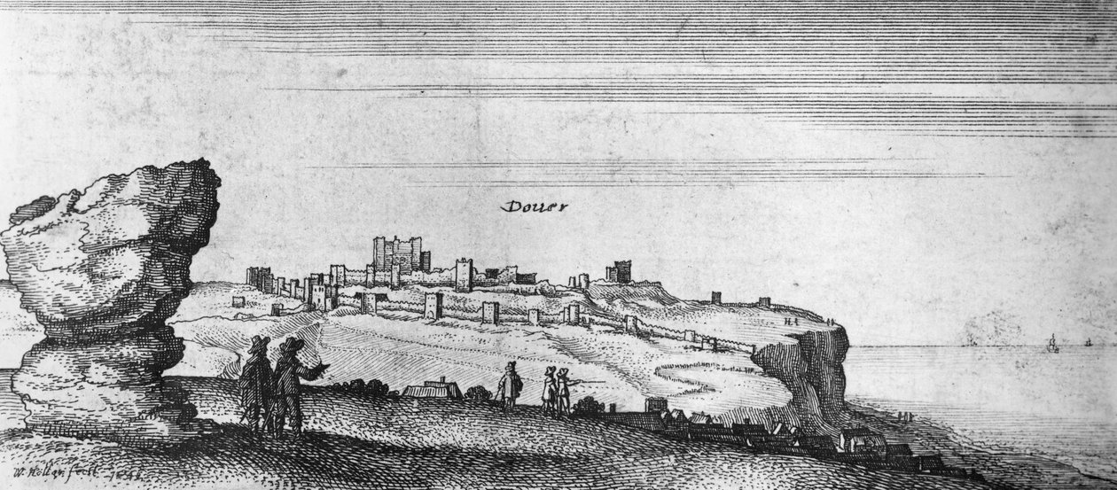 Widok zamku Dover (rycina) (zdjęcie bw) autorstwa English School
