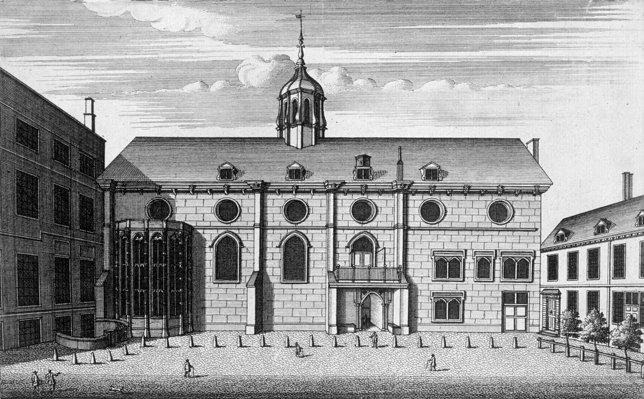 Widok Grocers Hall w czasie, gdy mieścił się w nim Bank Anglii, ok. 1730 r. autorstwa English School