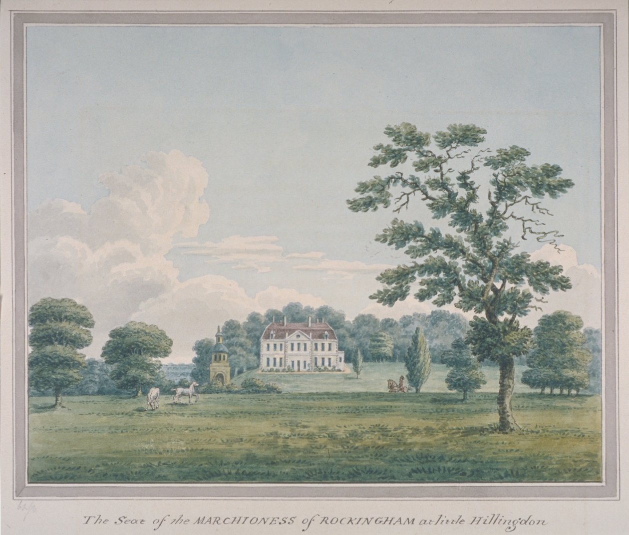 Widok domu Hillingdon, ok. 1820 (wc na papierze) autorstwa English School