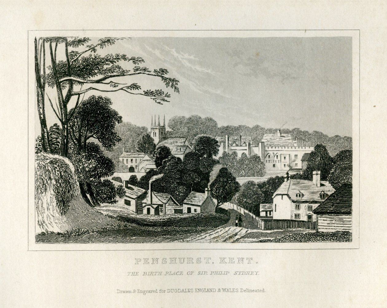 Widok Penshurst, Kent, ok. 1840 autorstwa English School