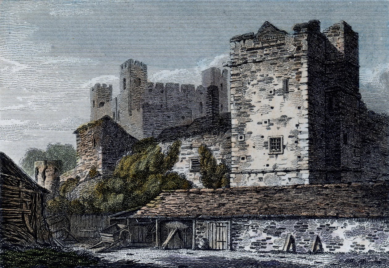 Widok na zamek Rochester, Kent. ok. 1830 r autorstwa English School