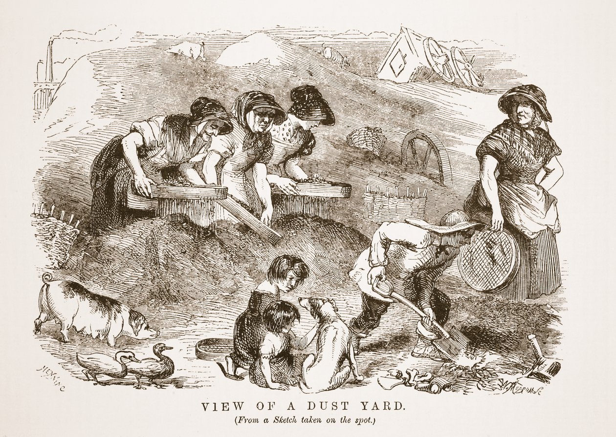 Widok na Dust Yard, ilustracja z London Labour i London Poor autorstwa Henry