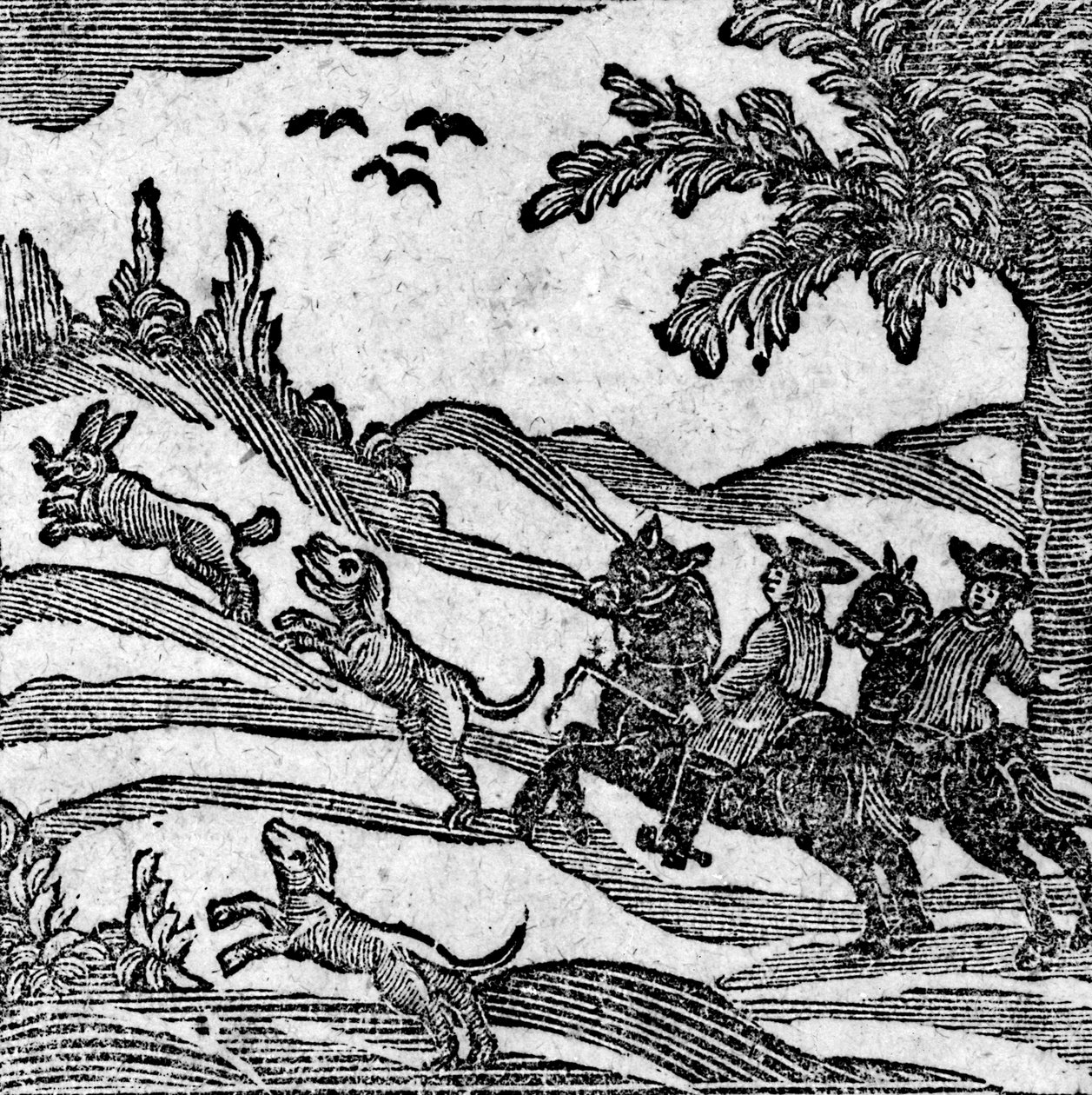 Widok sceny polowania z „Księgi Ballad z Roxburghe” autorstwa English School