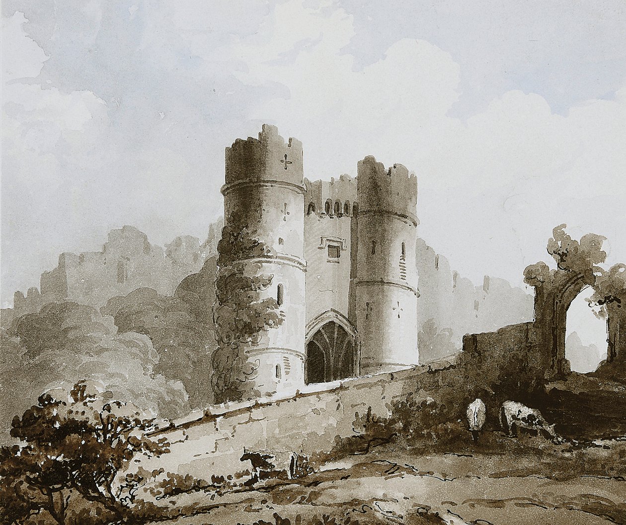 Widok na bramę zamku Carisbrooke, Isle of Wight autorstwa English School