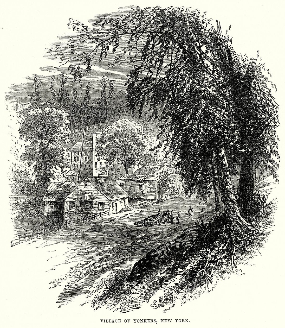 Wioska Yonkers, Nowy Jork (grawerunek) autorstwa English School