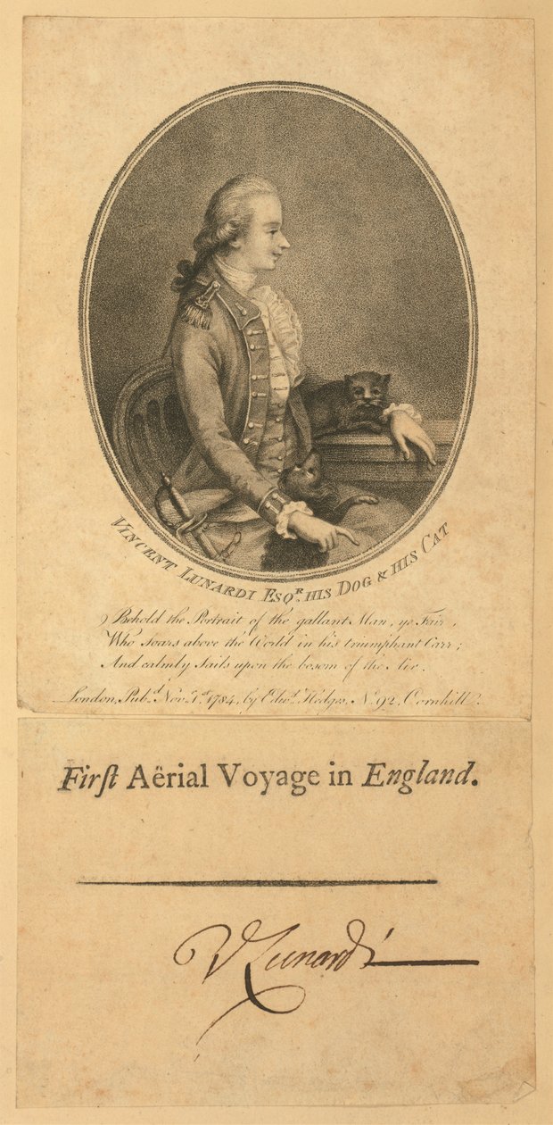 Vincent Lunardi, 1784 (grawerowanie punktowane) autorstwa English School
