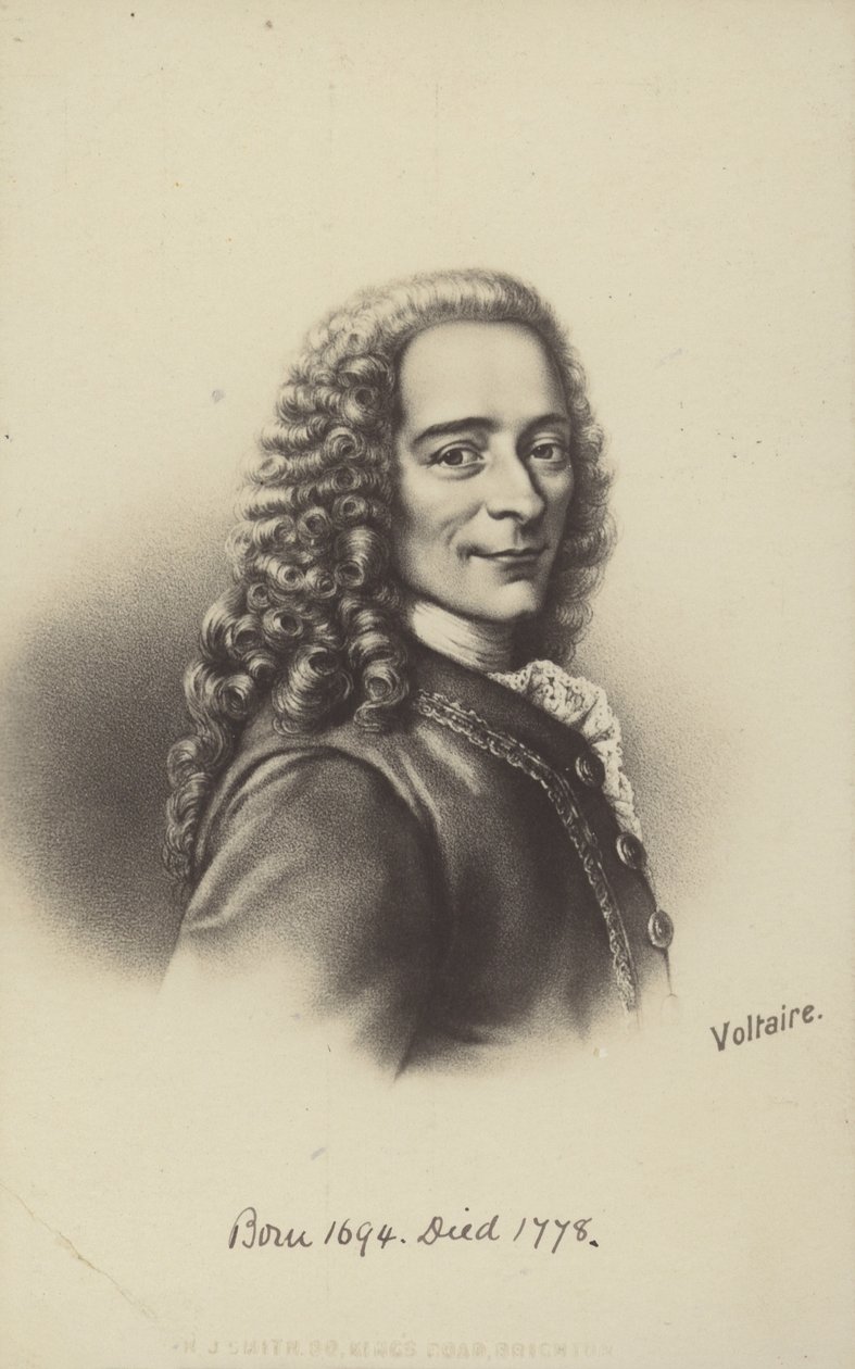 Voltaire (1694-1778), francuski pisarz, filozof i dramaturg (litografia) autorstwa English School