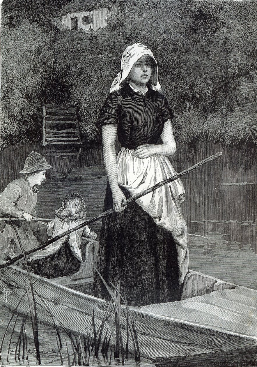 Czekając na ojca, z „Godziny wypoczynku”, 1888 autorstwa English School