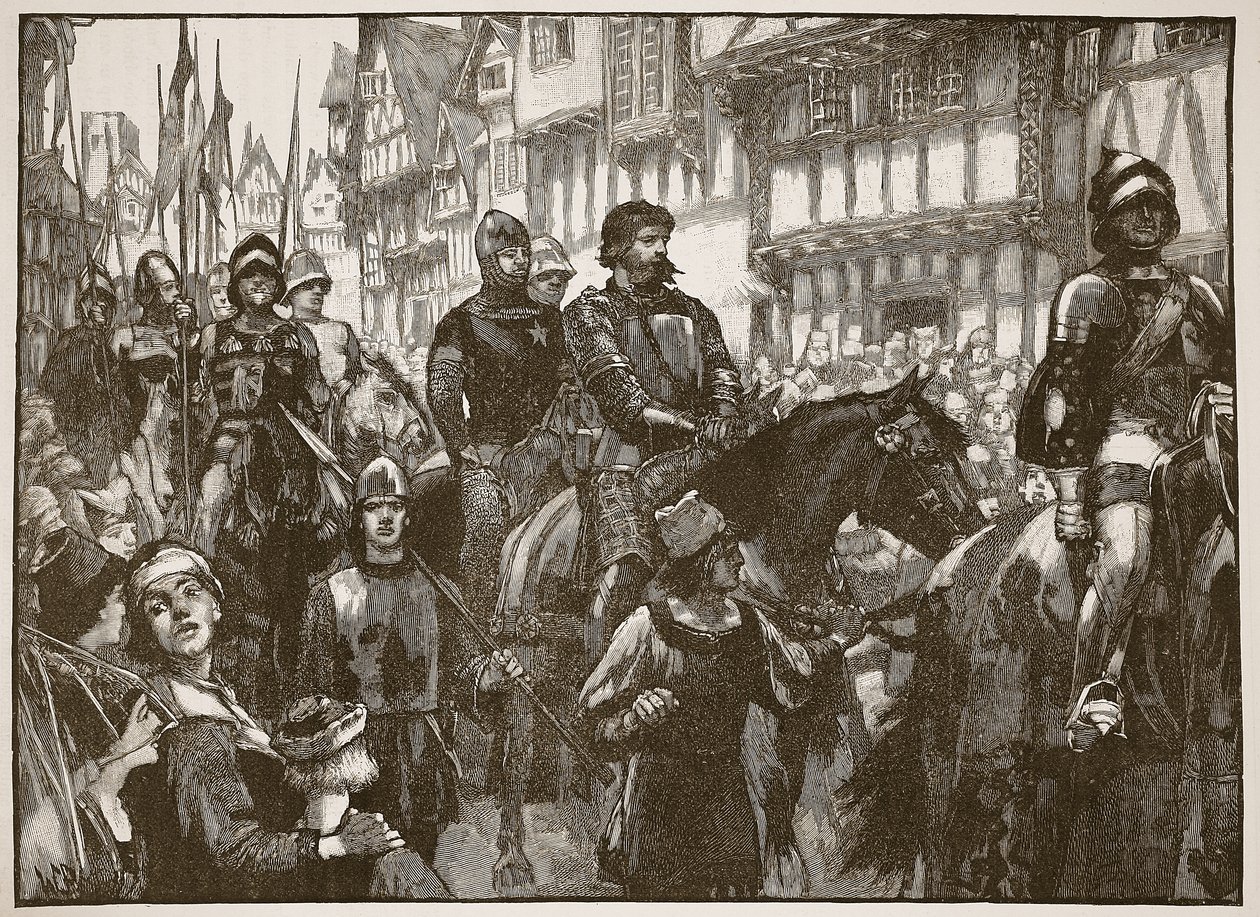 Wallace w drodze do Westminster Hall, ilustracja z Cassells Illustrated History of England (zdjęcie w sepii) autorstwa English School