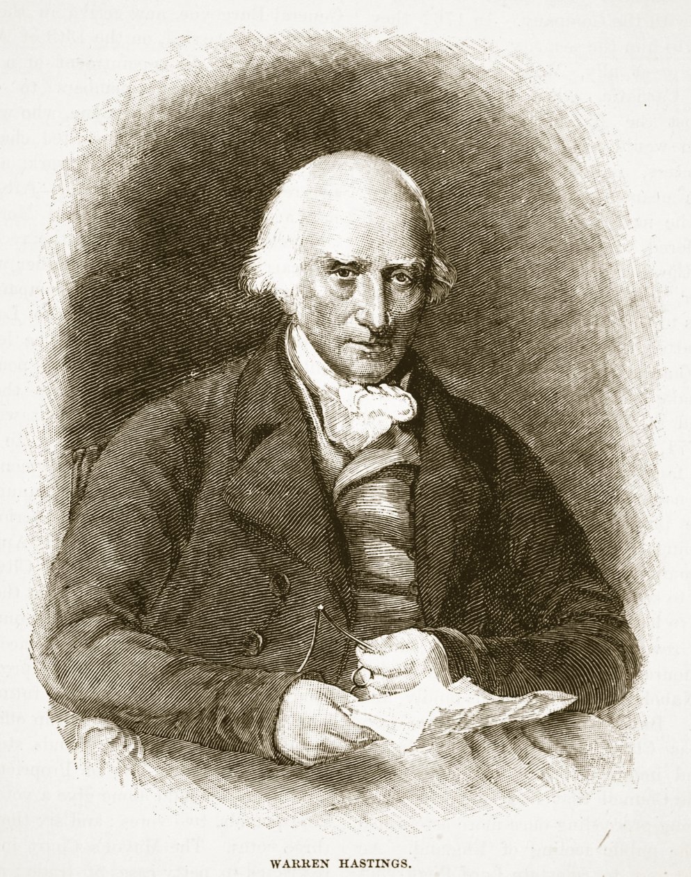 Warren Hastings, ilustracja z Cassells Illustrated History of England (zdjęcie w sepii) autorstwa English School