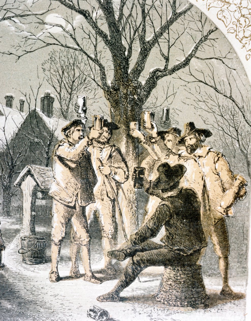 Obijanie jabłoni, 1840 autorstwa English School