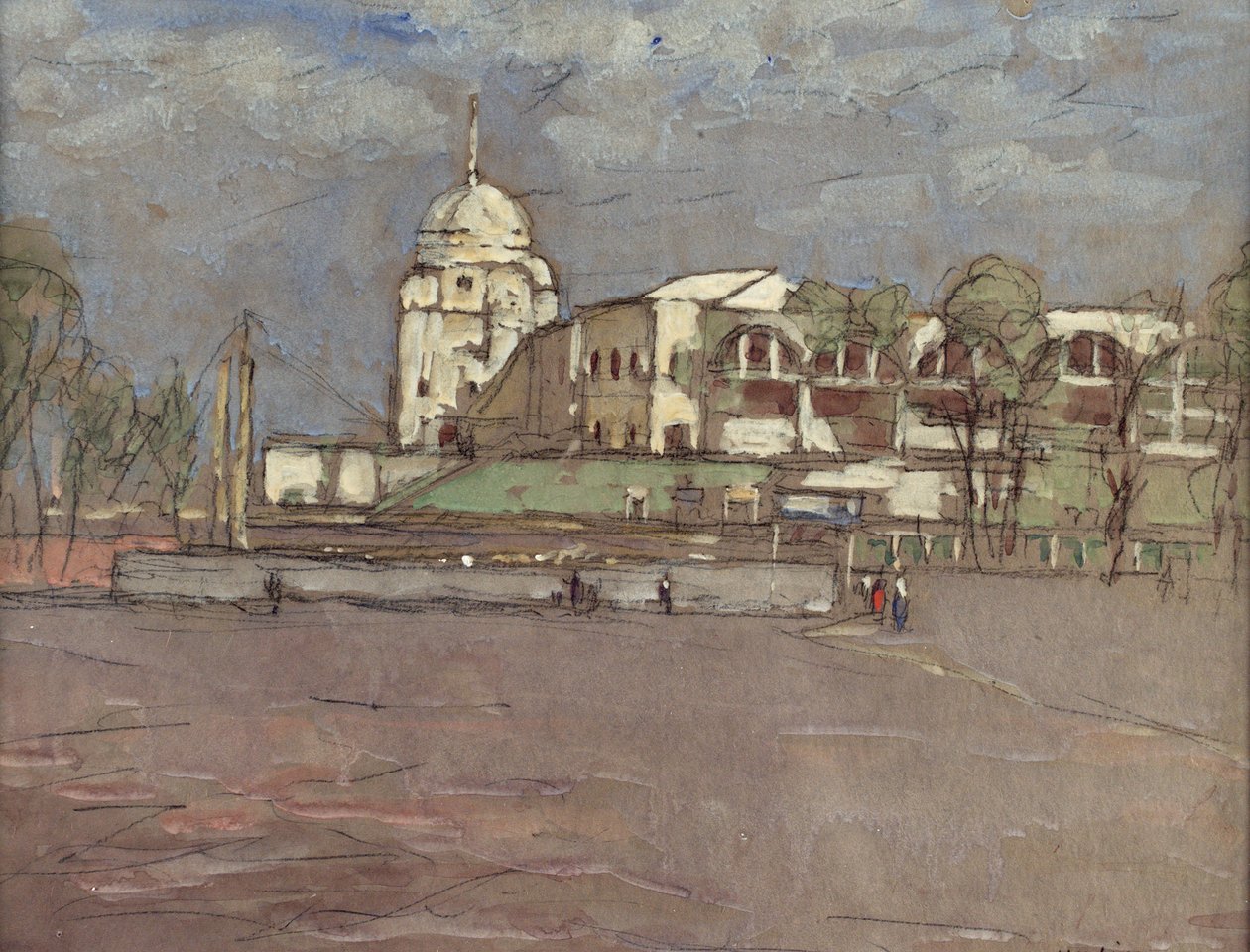 Stadion Wembley, 1923 (toaleta i ołówek na papierze) autorstwa English School