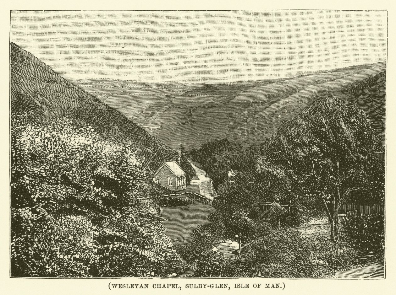 Kaplica Wesleyan, Sulby-Glen, Wyspa Man (grawerunek) autorstwa English School