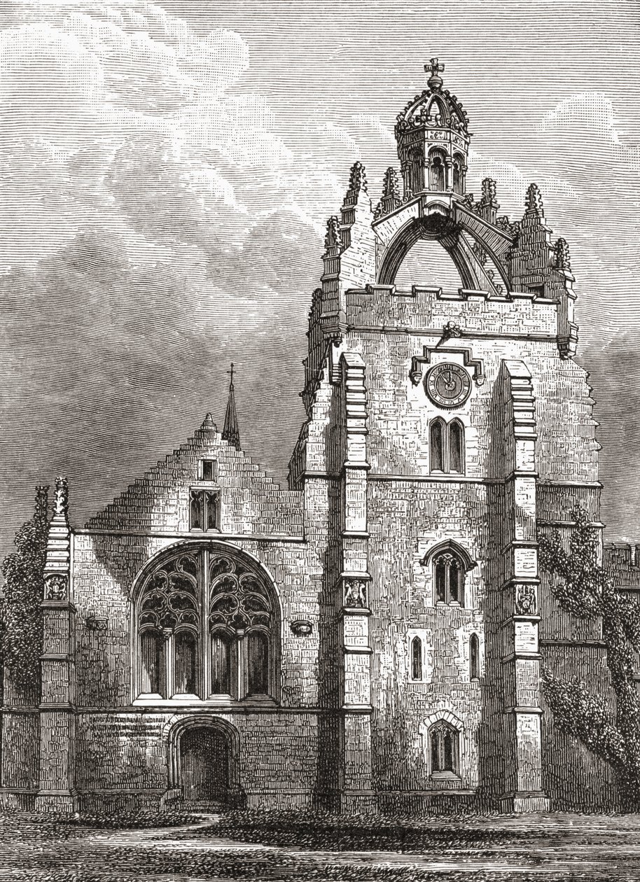 Zachodni front Kings College w Aberdeen, tak jak w XIX wieku, ukazujący wieżę w koronie kaplicy, z Krótka historia Anglików autorstwa J. R. Greena, opublikowanej w 1893 r. autorstwa English School