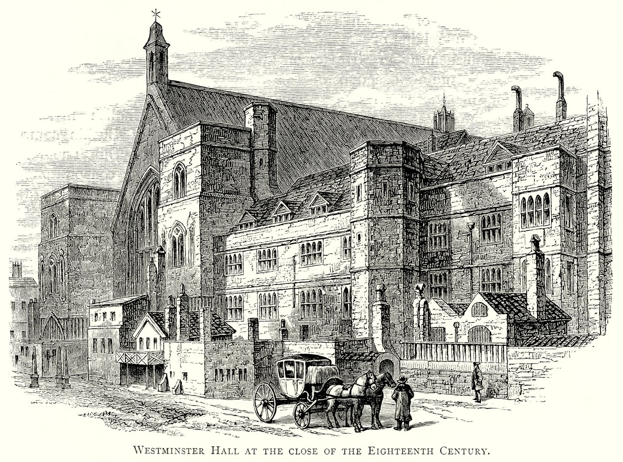 Westminster Hall pod koniec XVIII wieku (rycina) autorstwa English School
