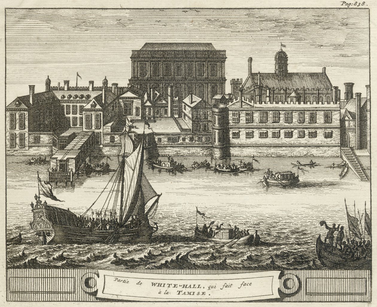 Whitehall, Westminster, Londyn, Wielka Brytania (grawerowanie) autorstwa English School