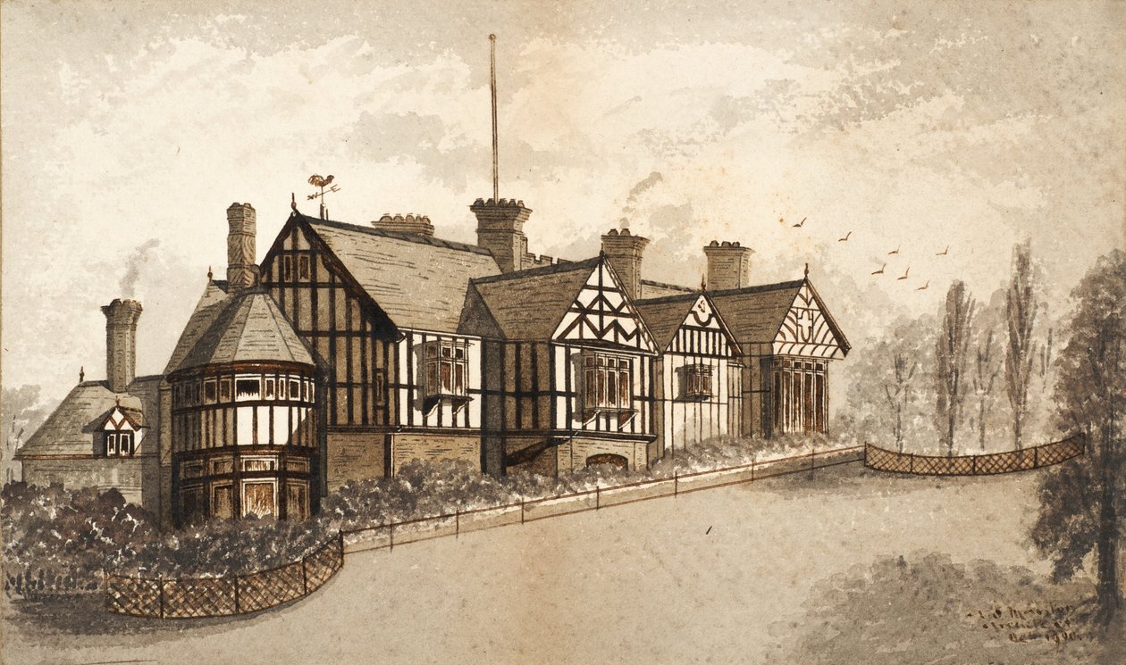 Wightwick Manor (atrament na papierze) autorstwa English School