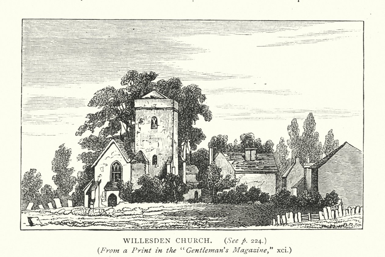 Kościół Willesden (grawerunek) autorstwa English School