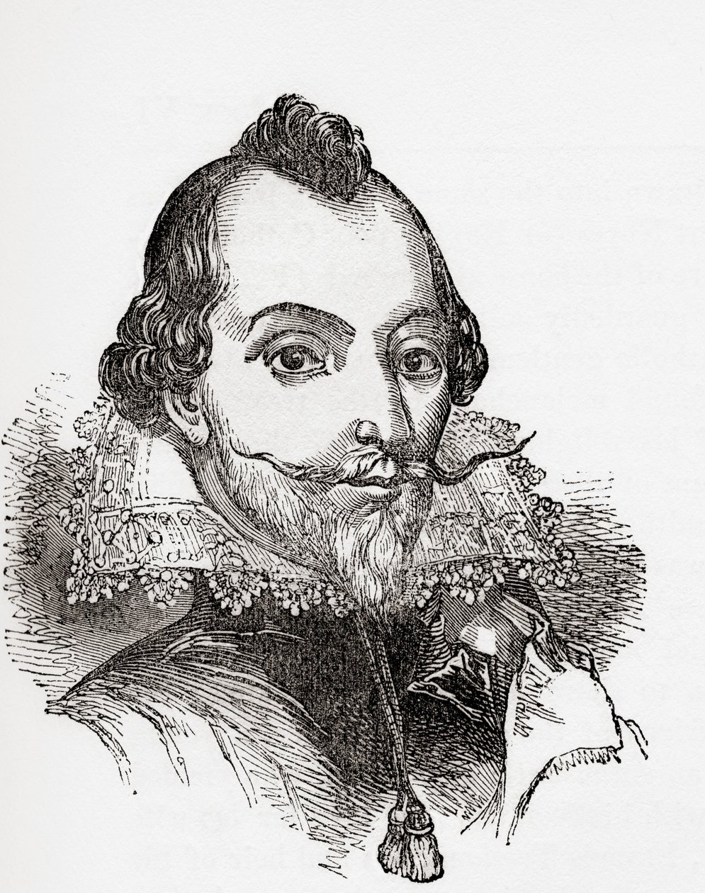 William Drummond, zwany "z Hawthornden", szkocki poeta ze Starej Anglii: A Pictorial Museum, pub. 1847 autorstwa English School