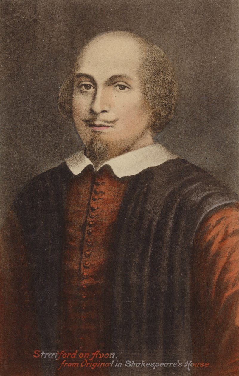 William Shakespeare (ok. 1564-1616), angielski dramaturg i poeta (kolorowa litografia) autorstwa English School