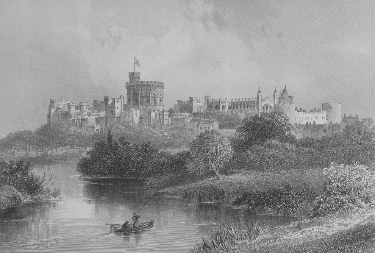 Zamek Windsor, z Galerii Geografii ks. Thomasa Milnera, wydany ok. 1880 r. autorstwa English School