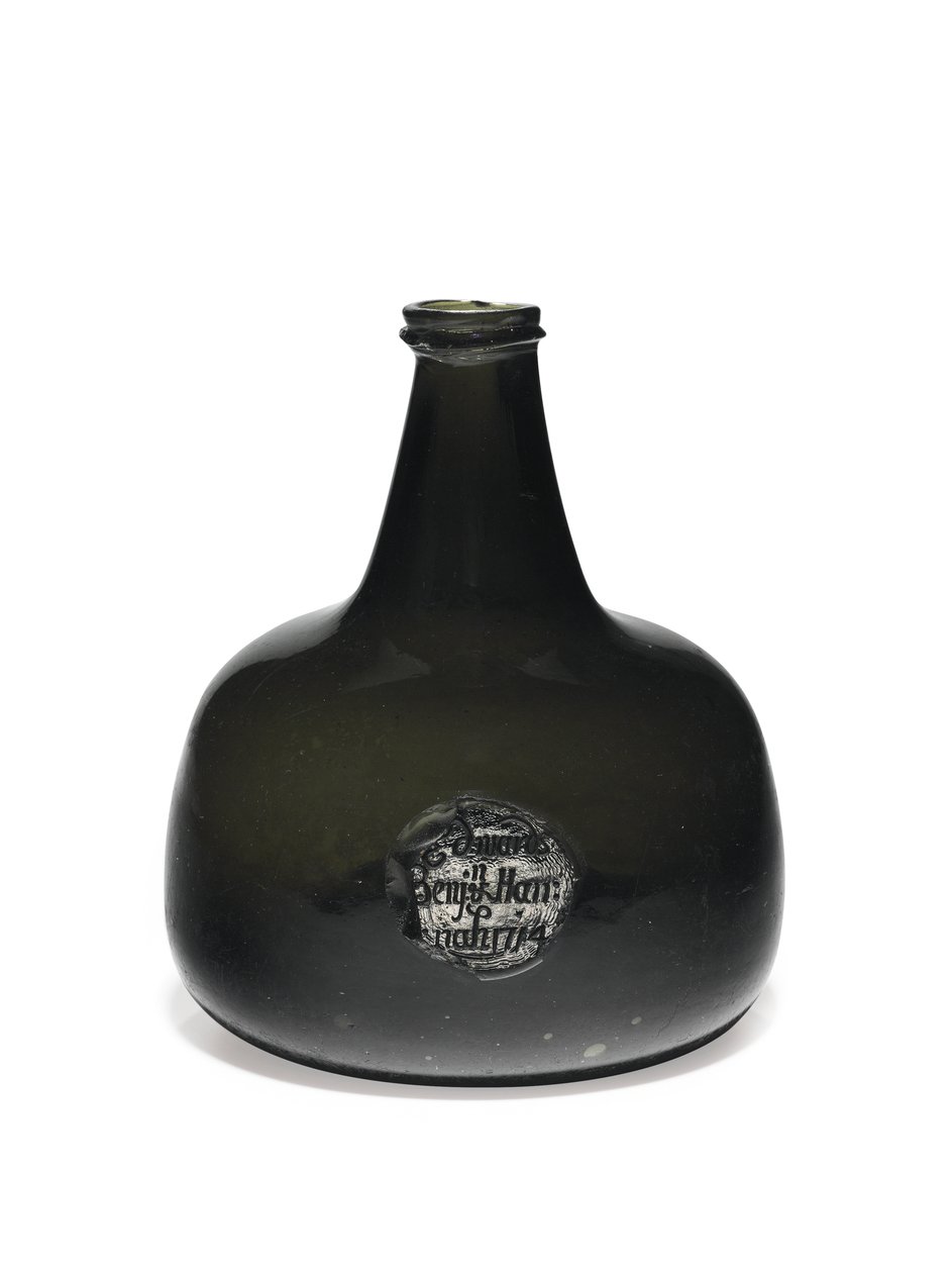 Butelka na wino w formie młotka ze sznurkiem i podstawą, 1714 autorstwa English School