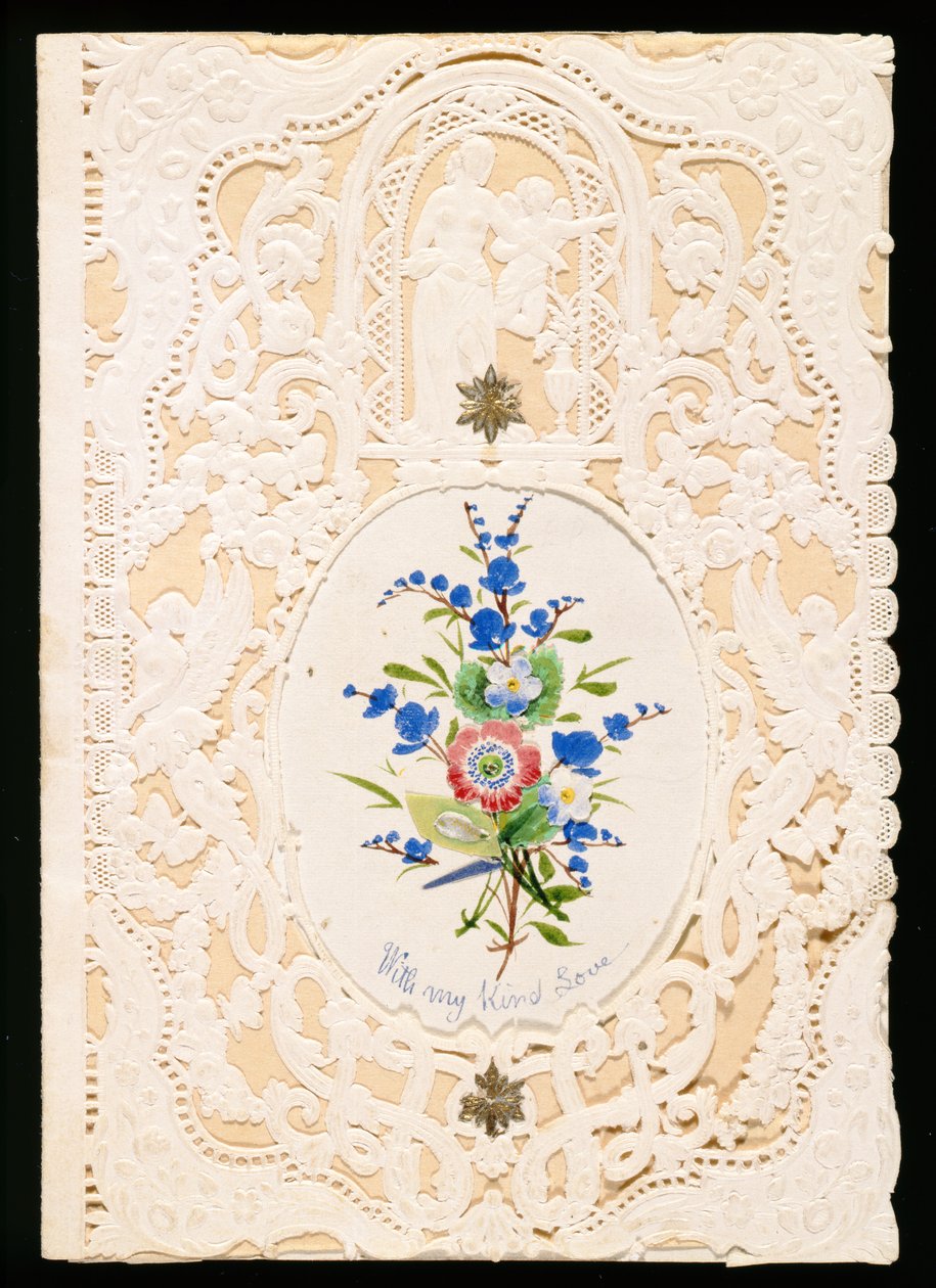 With My Kind Love, kartka walentynkowa, ok.1858 (kolor lito na papierze) autorstwa English School