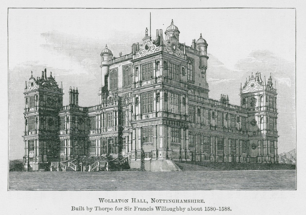 Wollaton Hall, Nottinghamshire (litografia) autorstwa English School