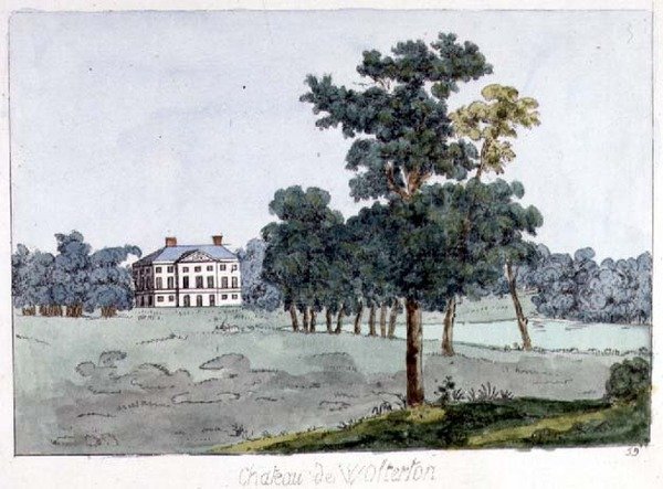 Wolterton Hall, Norfolk, dom Walpole, ilustracja z „Tableaux des Maison et Jardins” Williama Wattsa, ok. 1785 (kolorowa grawerunek) autorstwa English School
