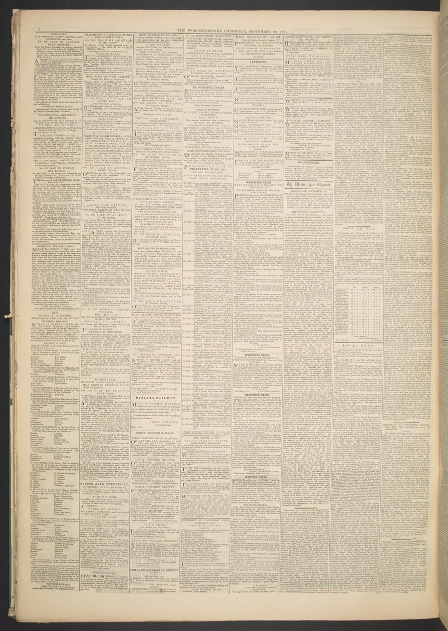 Worcestershire Chronicle, 20 września 1871 (gazeta) autorstwa English School