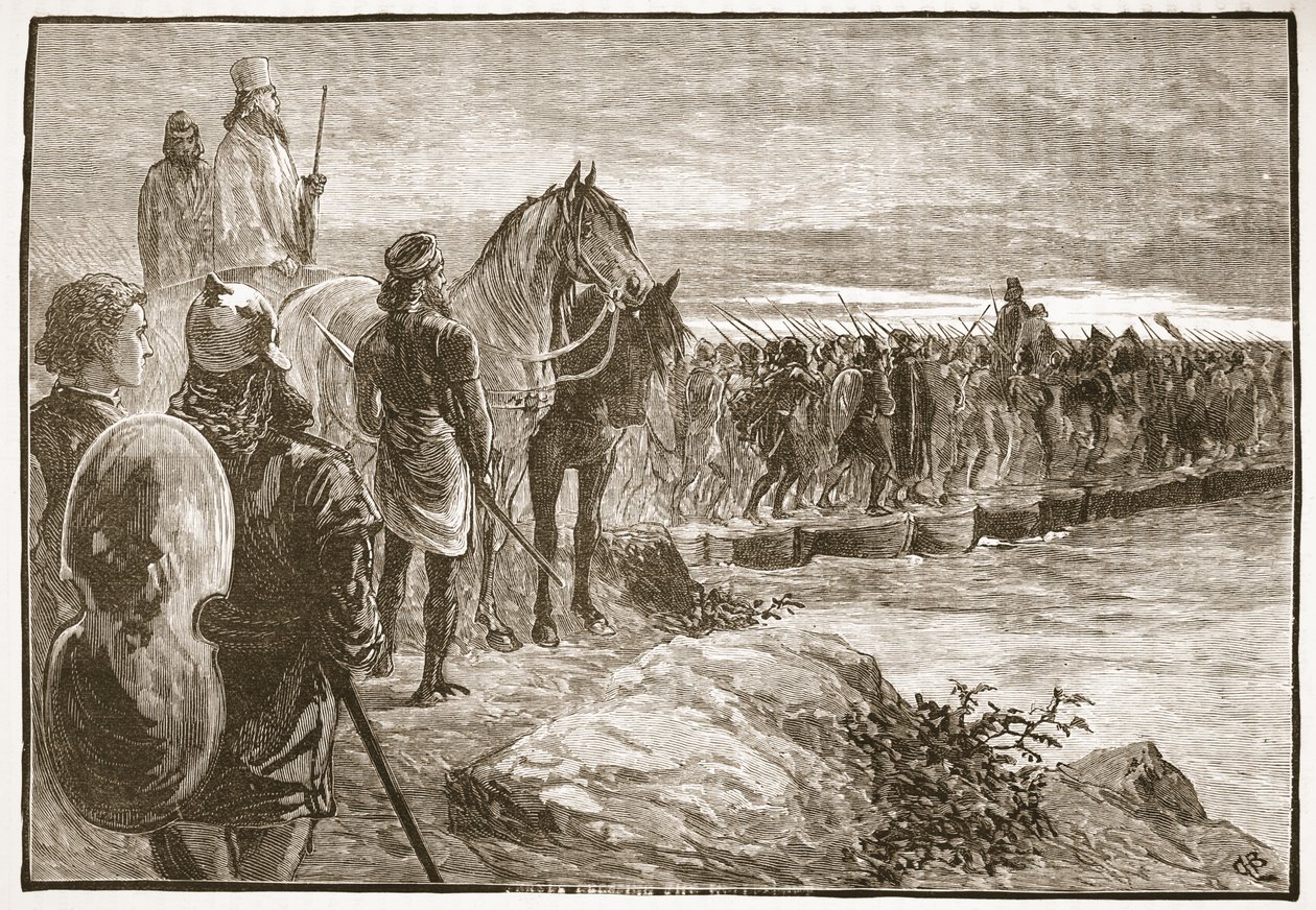 Kserkses przekraczający Hellespont autorstwa English School