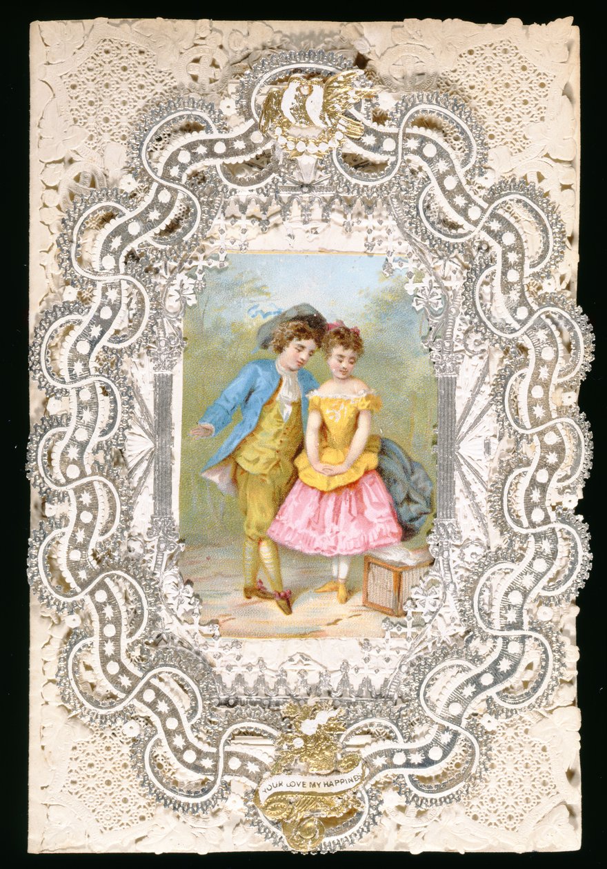 Twoja miłość, moje szczęście, kartka walentynkowa, ok. 1870 (kolor lito na papierze) autorstwa English School