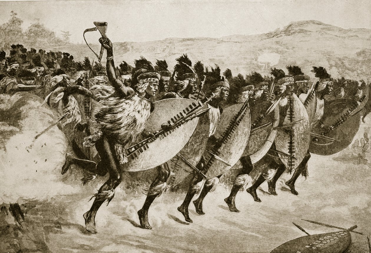 Zulus zbliża się do ataku na Kambula Hill, 29 marca 1879 r. autorstwa English School