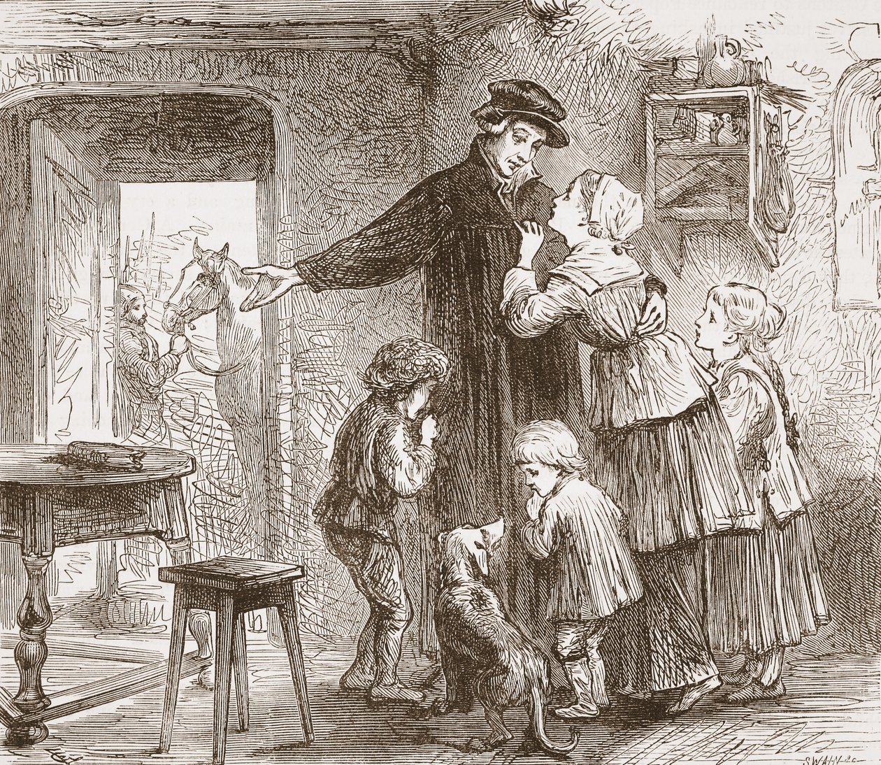 Zwingle odchodzący do wojska, ilustracja z Historii protestantyzmu Jamesa Aitkena Wylie (1808-1890), wyd. 1878 autorstwa English School