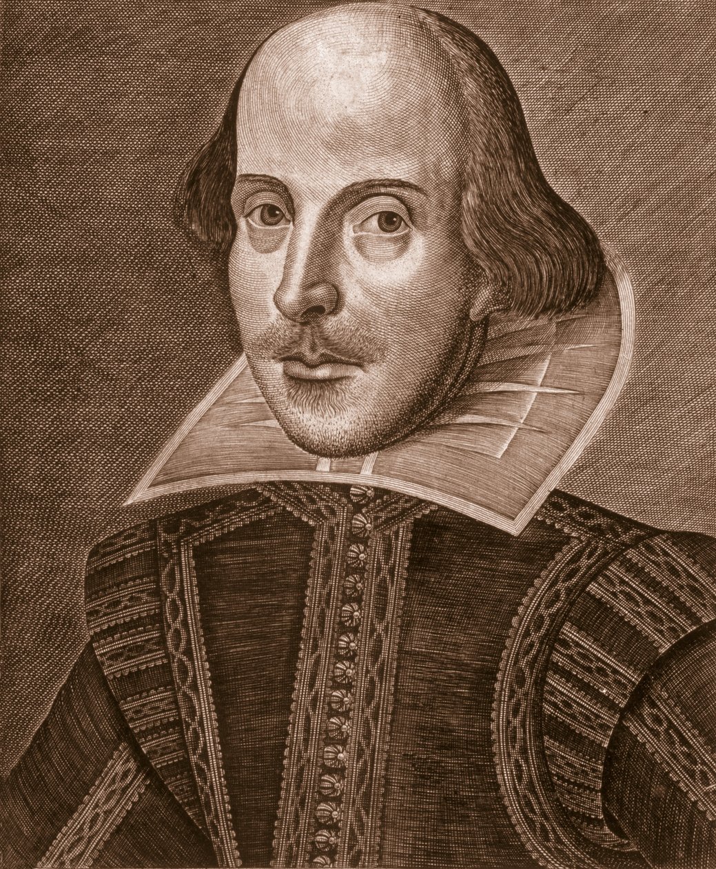Portret Williama Szekspira, rytowany przez Martina Droeshouta (ok. 1560-c.1642), 1623 autorstwa English School English School