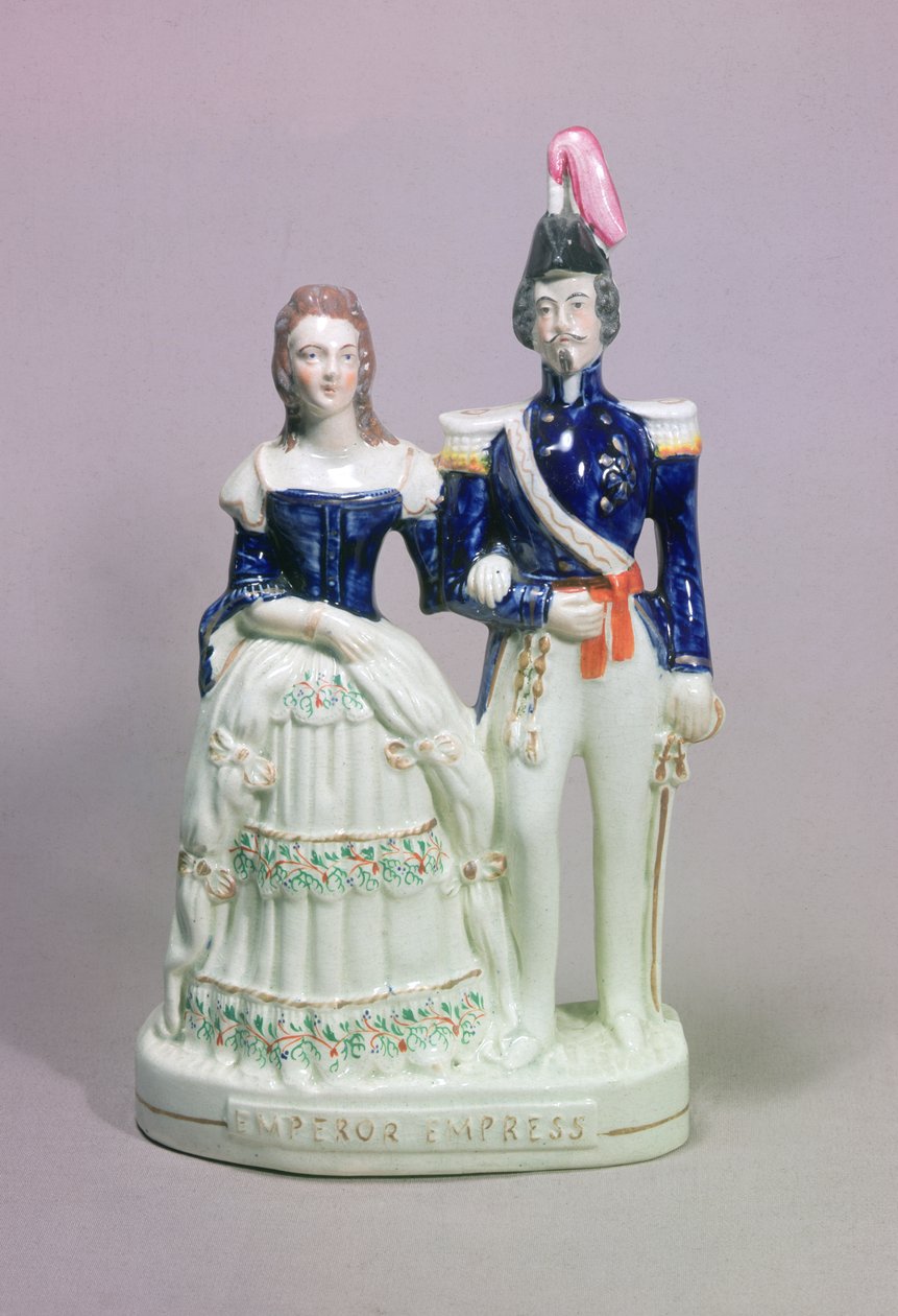 Figura Staffordshire Napoleona III i cesarzowej Eugenie (ceramiczna) autorstwa English School English School