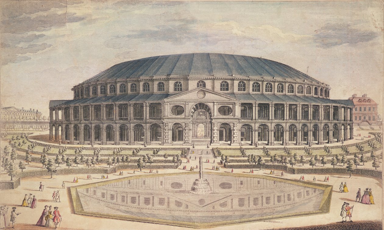 Widok na Royal Albert Hall (kolor grawerunek) autorstwa English School English School