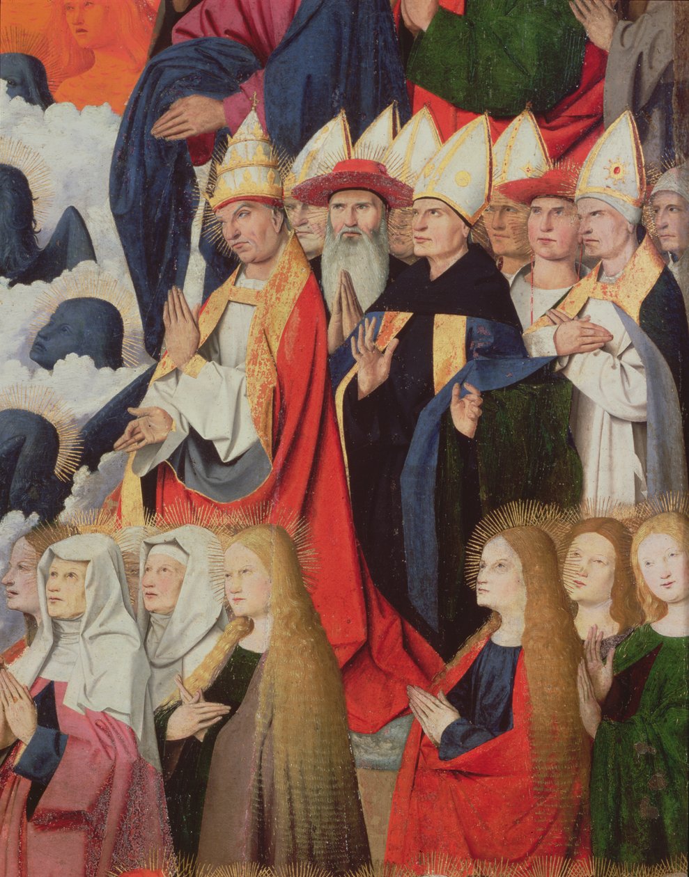 Prałaci i święci, fragment Koronacji NMP, 1453-54 olej na panelu autorstwa Enguerrand Quarton